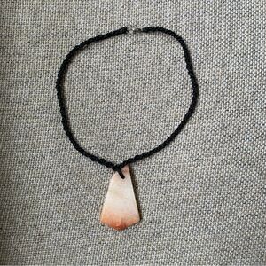 Polished Jade Pendant Necklace Chammaro Artisan Made Guam Brown White Orange